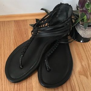 braided black sandals